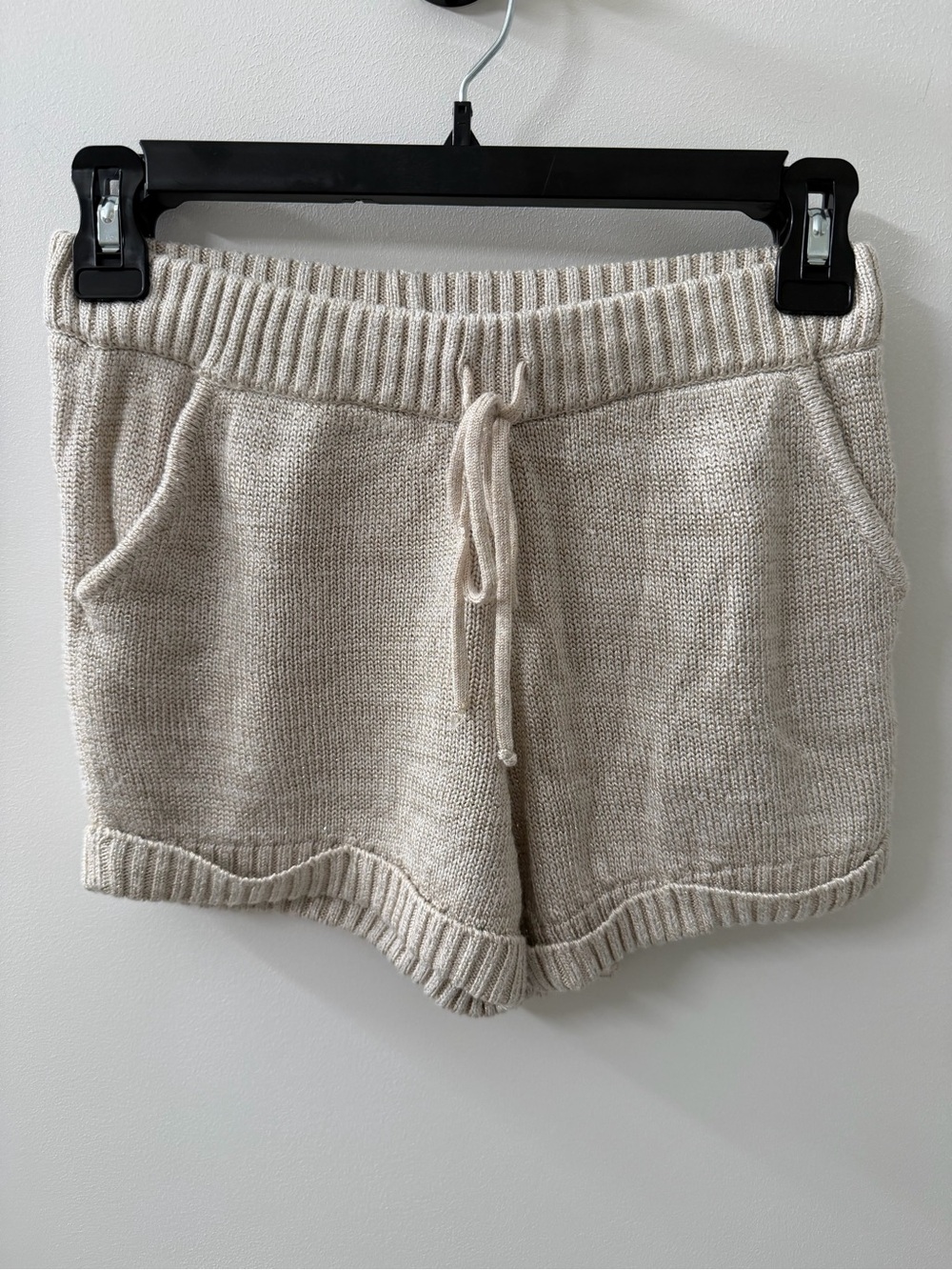Knit Drawstring Women's Athletic Shorts - Cream